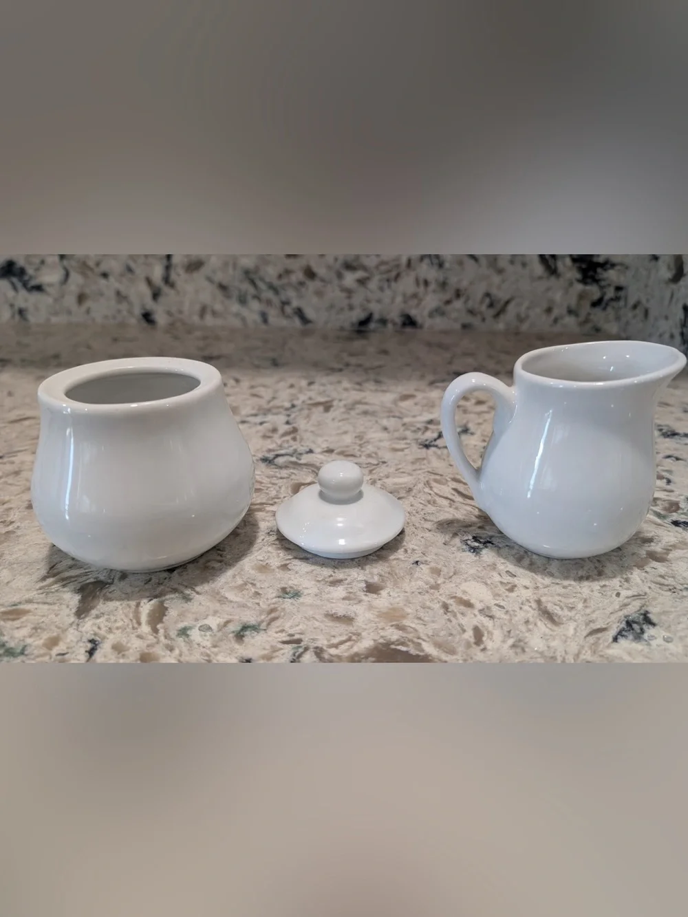 Basic White Ceramic Creamer and Sugar Bowl Set